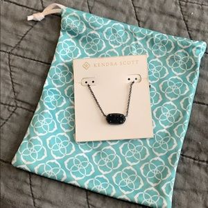Kendra Scott Solid Black Drusy Elisa Necklace